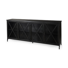 Poppy I Black Metal With Glass Door Sideboard by Mercana at Eve Furniture