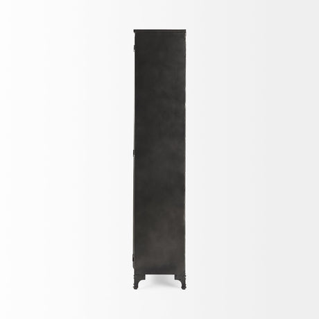 Poppy II Black Metal With Glass Door Display Cabinet by Mercana at Eve Furniture