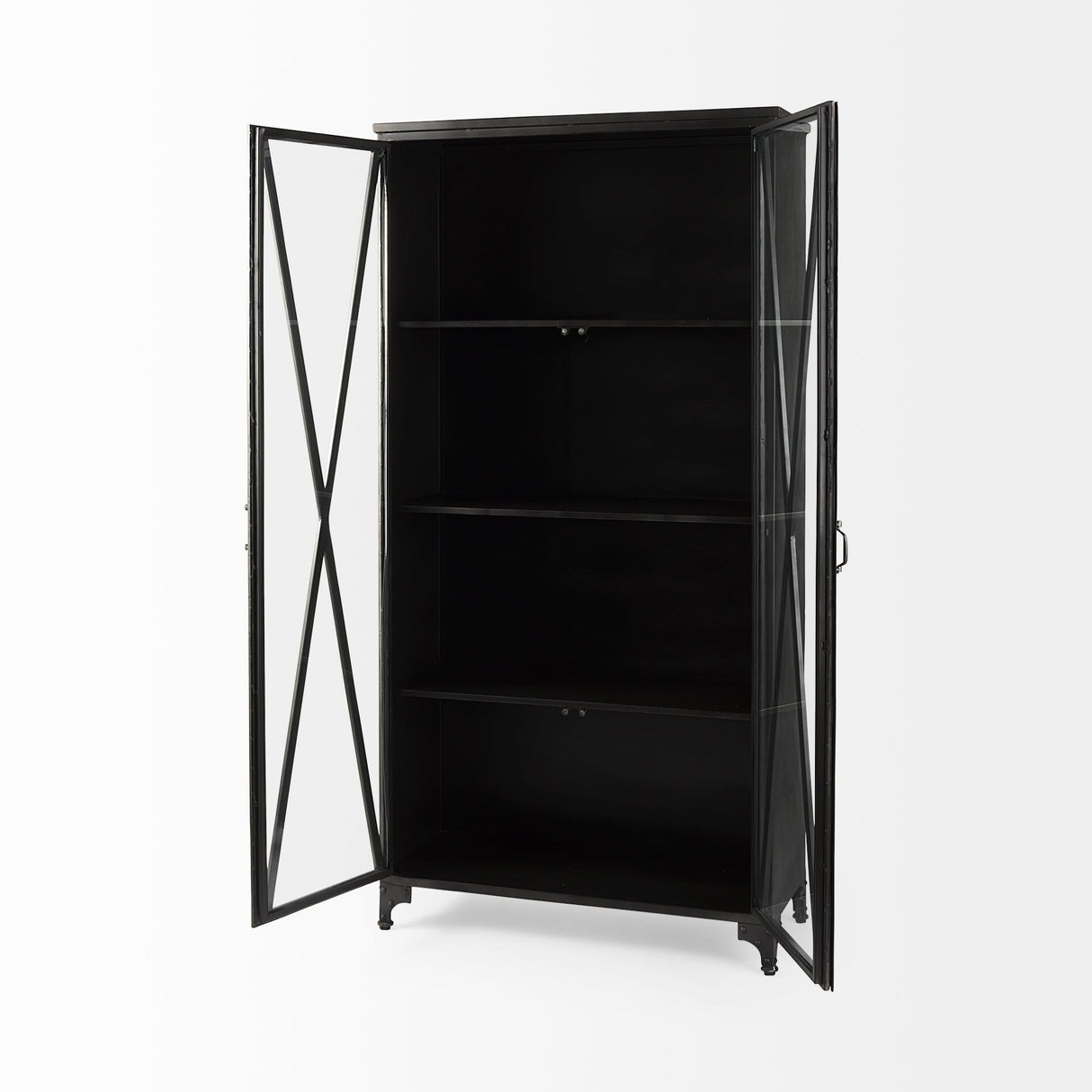 Poppy II Black Metal With Glass Door Display Cabinet by Mercana at Eve Furniture