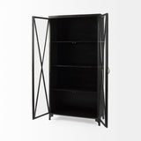 Poppy II Black Metal With Glass Door Display Cabinet by Mercana at Eve Furniture