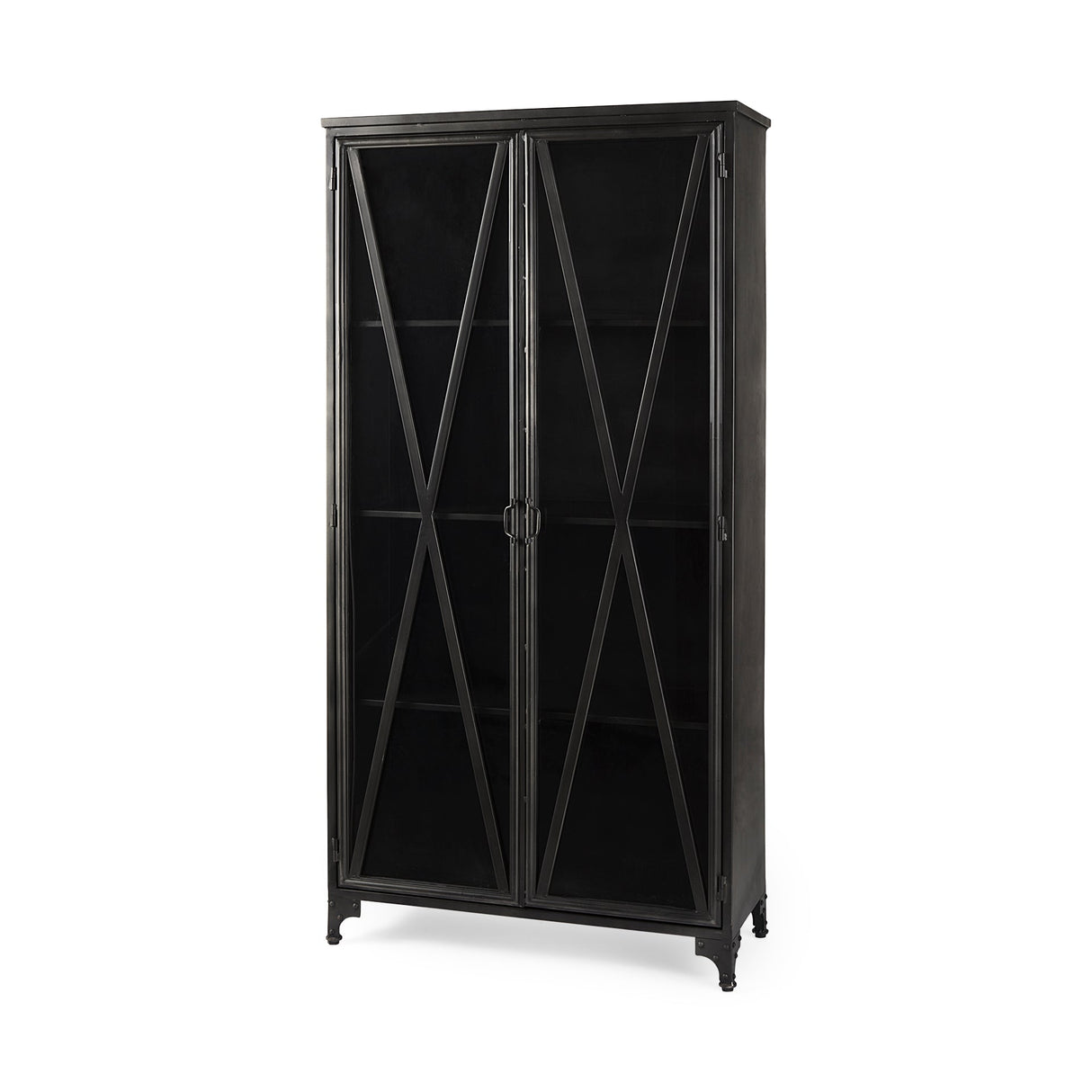 Poppy II Black Metal With Glass Door Display Cabinet by Mercana at Eve Furniture