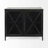 Poppy III 40L x 16W Black Metal With Glass Door Accent Cabinet by Mercana at Eve Furniture