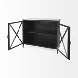 Poppy III 40L x 16W Black Metal With Glass Door Accent Cabinet by Mercana at Eve Furniture