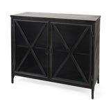 Poppy III 40L x 16W Black Metal With Glass Door Accent Cabinet by Mercana at Eve Furniture