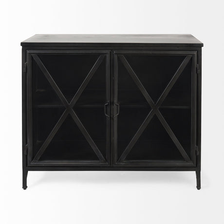 Poppy III Black Metal With Glass Door Accent Cabinet by Mercana at Eve Furniture