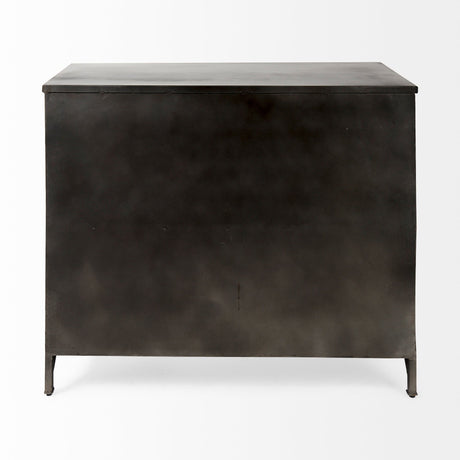 Poppy III Black Metal With Glass Door Accent Cabinet by Mercana at Eve Furniture