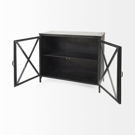 Poppy III Black Metal With Glass Door Accent Cabinet by Mercana at Eve Furniture