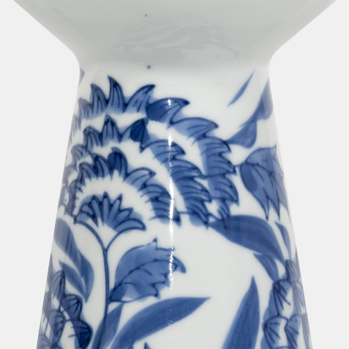 Porc,8"h Chinoiserie Candle Holder,blue/wht