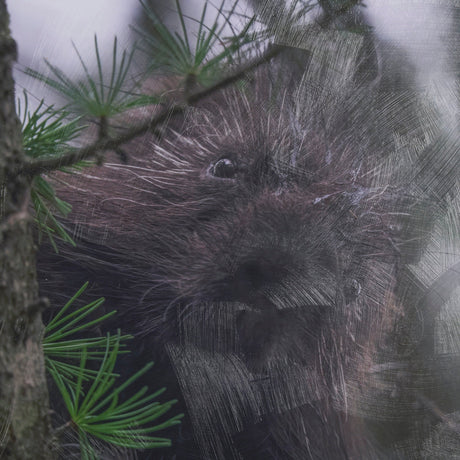 Porcupine Visit by Chad Mackay a Hand Embellished Framed Photo Art Print Matted under Glass by Mercana at Eve Furniture