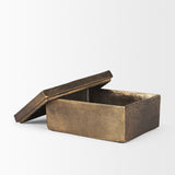 Porschia Large Antiqued Gold Metal Decorative Box by Mercana at Eve Furniture