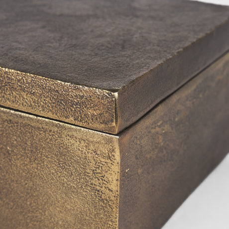 Porschia Large Antiqued Gold Metal Decorative Box by Mercana at Eve Furniture
