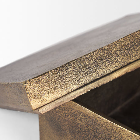 Porschia Large Antiqued Gold Metal Decorative Box by Mercana at Eve Furniture