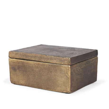 Porschia Large Antiqued Gold Metal Decorative Box by Mercana at Eve Furniture