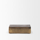 Porschia Small Antiqued Gold Metal Decorative Box by Mercana at Eve Furniture