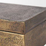 Porschia Small Antiqued Gold Metal Decorative Box by Mercana at Eve Furniture