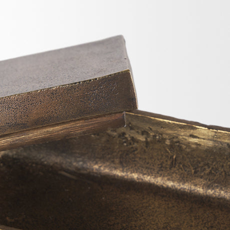 Porschia Small Antiqued Gold Metal Decorative Box by Mercana at Eve Furniture