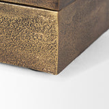 Porschia Small Antiqued Gold Metal Decorative Box by Mercana at Eve Furniture