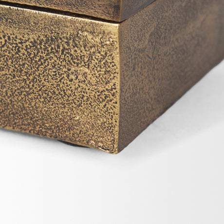 Porschia Small Antiqued Gold Metal Decorative Box by Mercana at Eve Furniture