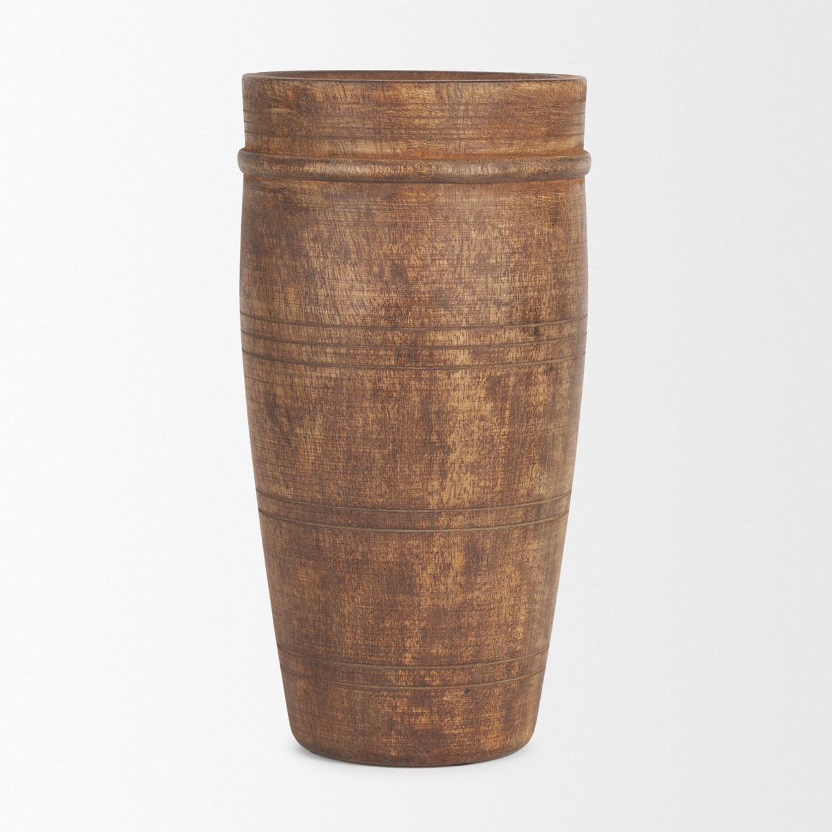 Porta Large Medium Brown Reclaimed Wooden Pot by Mercana at Eve Furniture