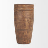 Porta Large Medium Brown Reclaimed Wooden Pot by Mercana at Eve Furniture