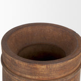 Porta Large Medium Brown Reclaimed Wooden Pot by Mercana at Eve Furniture