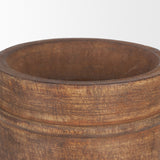 Porta Large Medium Brown Reclaimed Wooden Pot by Mercana at Eve Furniture