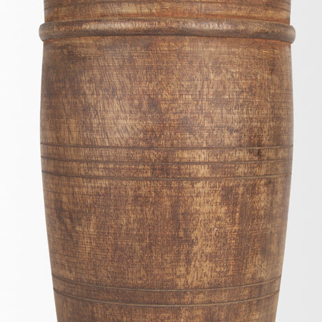 Porta Large Medium Brown Reclaimed Wooden Pot by Mercana at Eve Furniture
