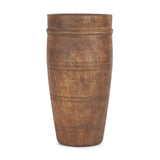 Porta Large Medium Brown Reclaimed Wooden Pot by Mercana at Eve Furniture