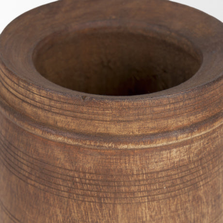 Porta Small Medium Brown Reclaimed Wooden Pot by Mercana at Eve Furniture