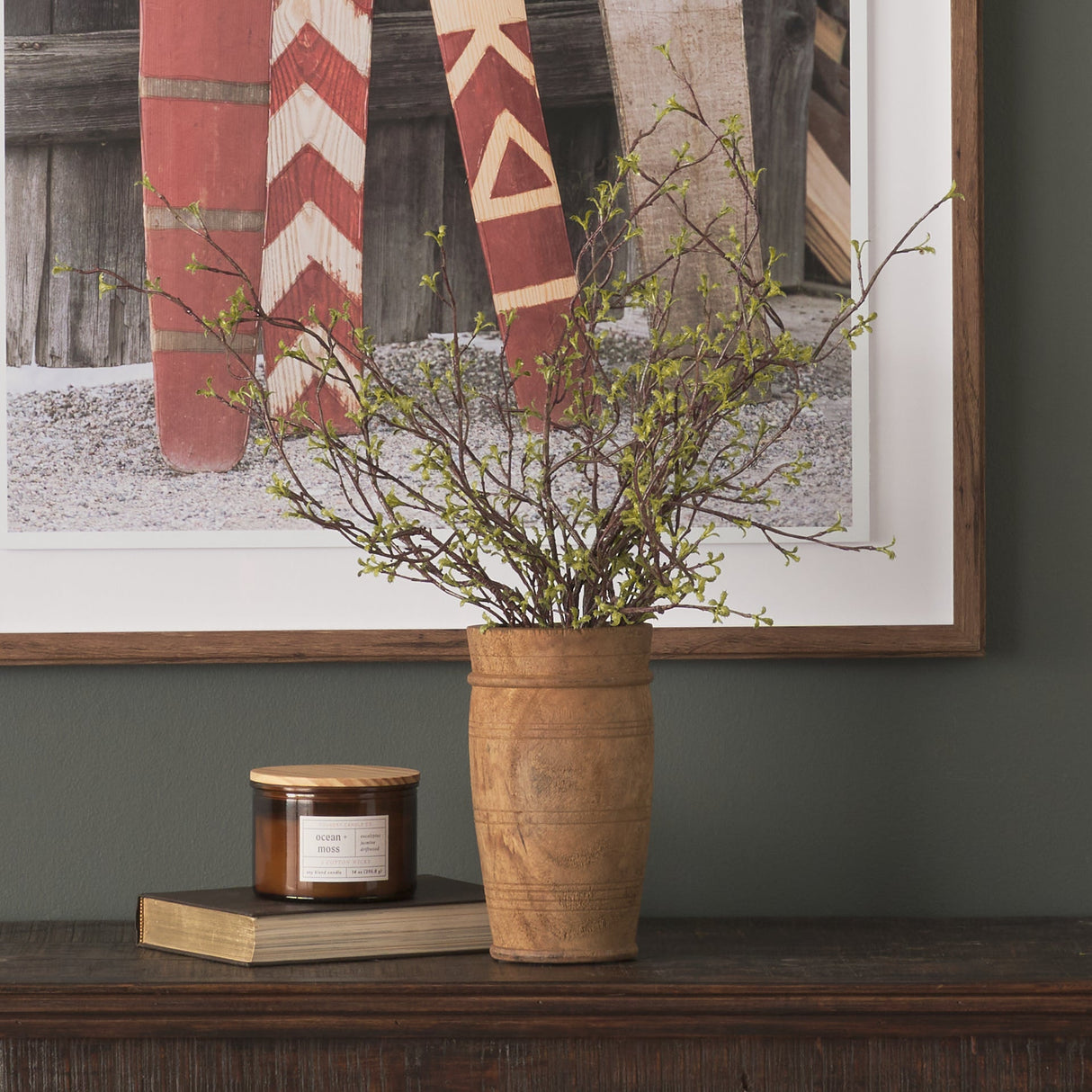 Porta Small Medium Brown Reclaimed Wooden Pot by Mercana at Eve Furniture
