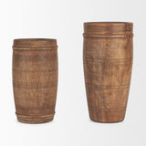 Porta Small Medium Brown Reclaimed Wooden Pot by Mercana at Eve Furniture