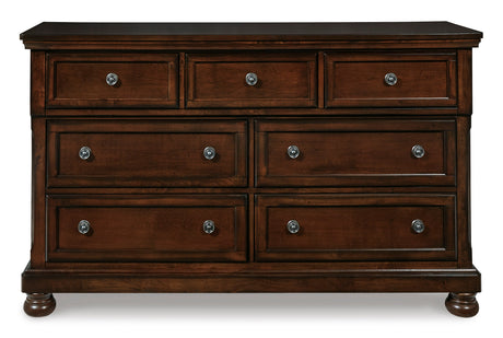 Porter Rustic Brown Sleigh Storage Platform Bedroom Set with 2 Footboard Drawers by Ashley at Eve Furniture