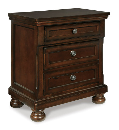 Porter Rustic Brown Sleigh Storage Platform Bedroom Set with 2 Footboard Drawers by Ashley at Eve Furniture