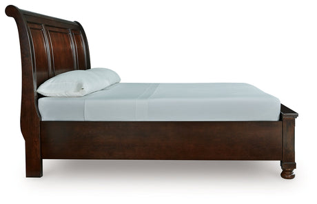 Porter Rustic Brown Sleigh Storage Platform Bedroom Set with 2 Footboard Drawers by Ashley at Eve Furniture