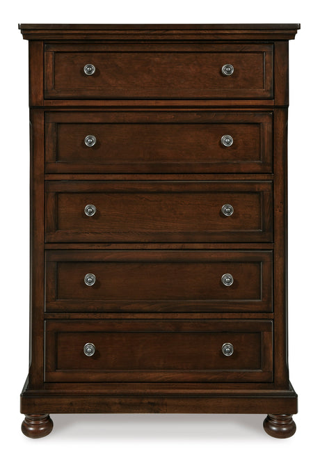 Porter Rustic Brown Sleigh Storage Platform Bedroom Set with 2 Footboard Drawers by Ashley at Eve Furniture