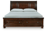 Porter Rustic Brown Sleigh Storage Platform Bedroom Set with 2 Footboard Drawers by Ashley at Eve Furniture