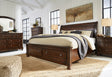Porter Rustic Brown Sleigh Storage Platform Bedroom Set with 2 Footboard Drawers by Ashley at Eve Furniture