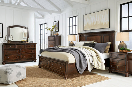 Porter Rustic Brown Storage Platform Bedroom Set with 2 Footboard Drawers by Ashley at Eve Furniture