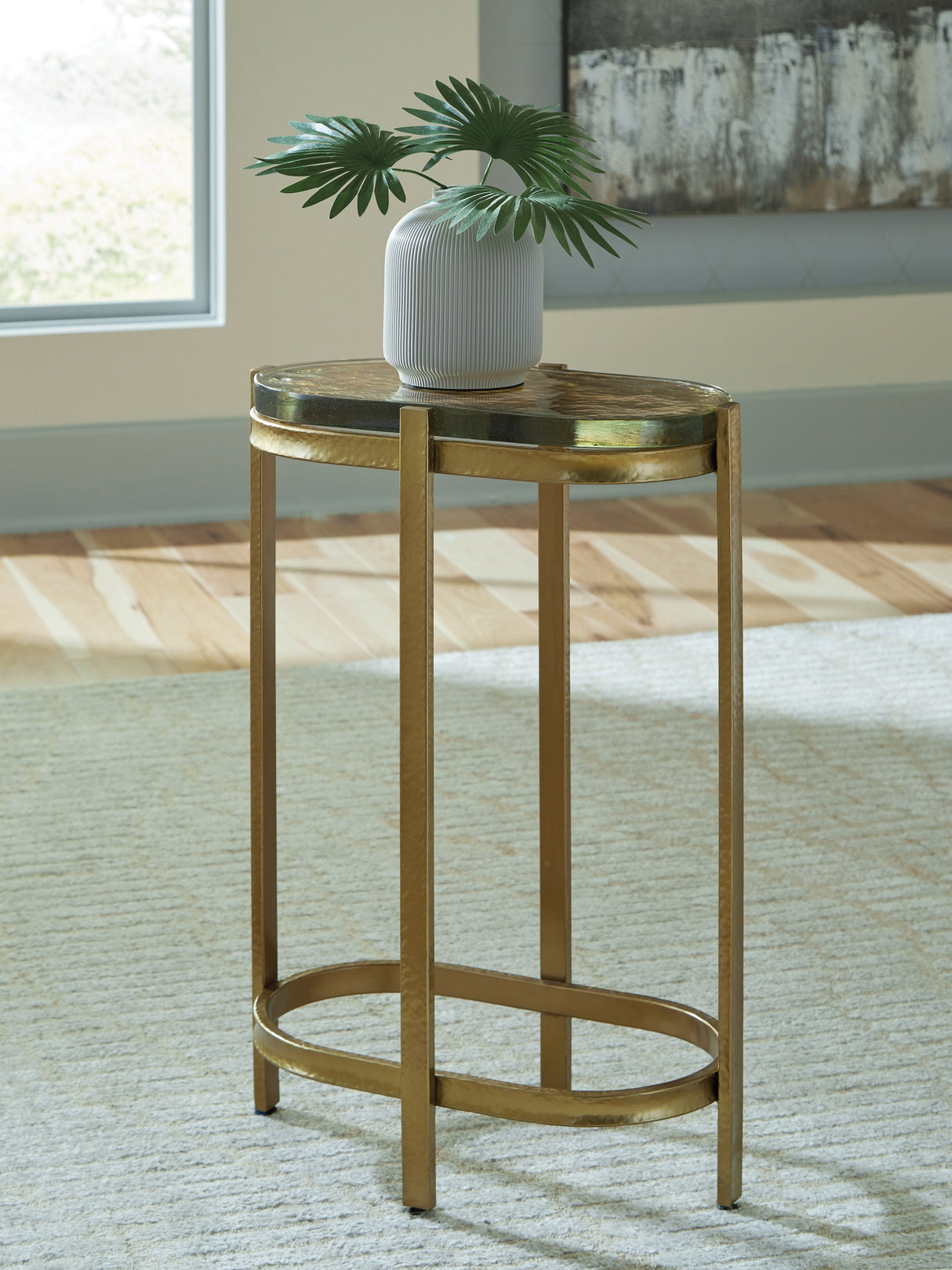 Porterville Gold Finish Accent Table by ASHLEY FURNITURE at Eve Furniture