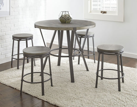 Portland Gray Round Counter Height Dining Set by Steve Silver at Eve Furniture