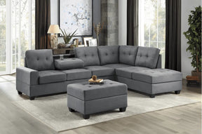 Porto Dark Gray 2-Piece Reversible Sectional by Homelegance at Eve Furniture