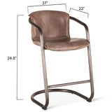 Portofino 22" Counter Chair in Jet Brown Top Grain Leather by Home Trends & Design at Eve Furniture