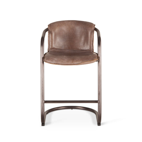 Portofino 22" Counter Chair in Jet Brown Top Grain Leather by Home Trends & Design at Eve Furniture