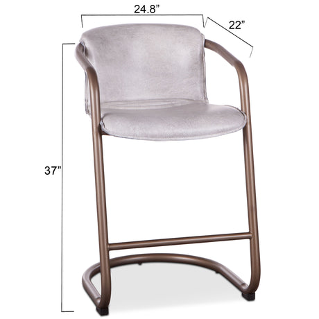 Portofino 22" Counter Chair in Vintage White Top Grain Leather by Home Trends & Design at Eve Furniture