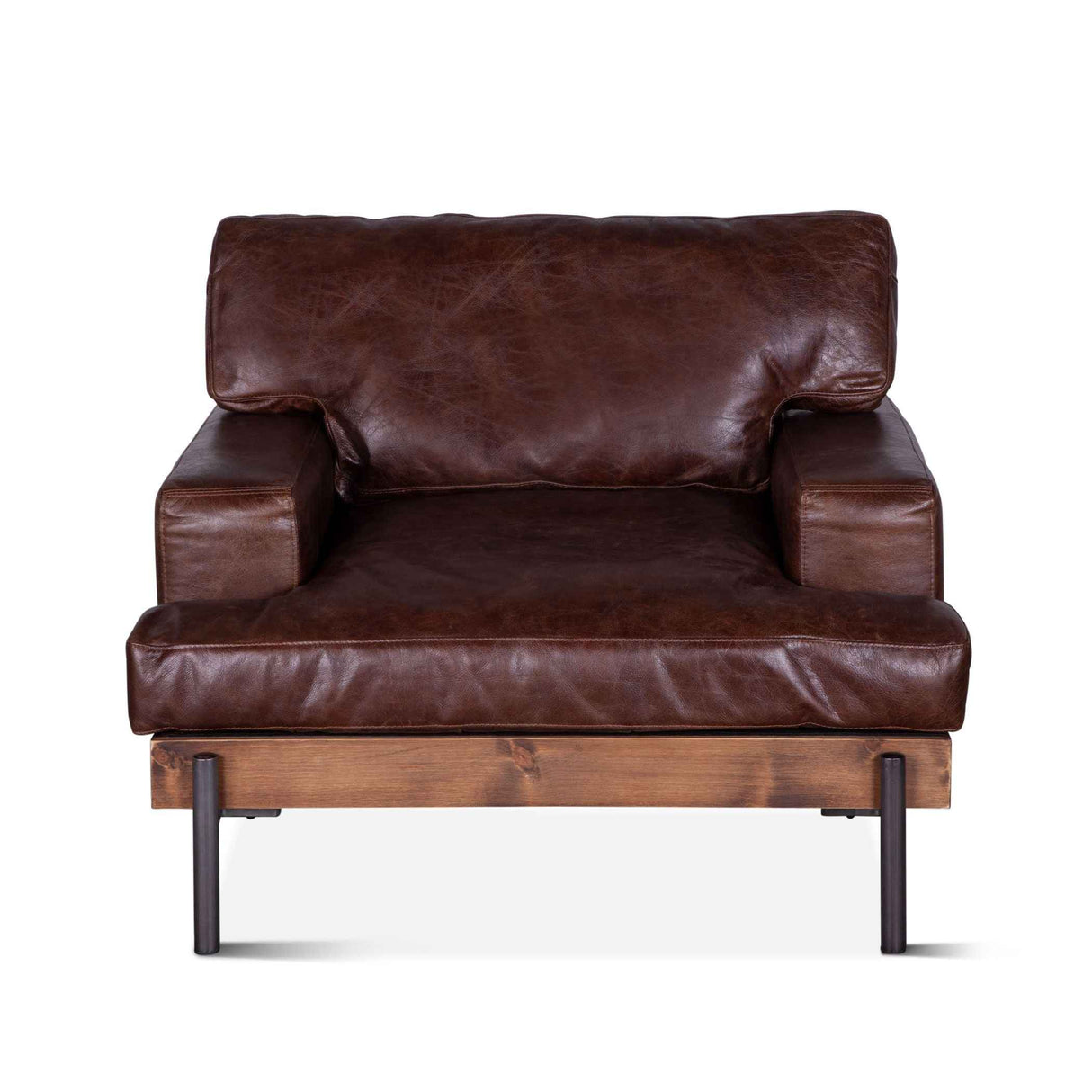 Portofino Industrial 41" Accent Chair in Geisha Brown Leather by Home Trends & Design at Eve Furniture