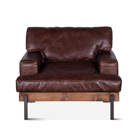 Portofino Industrial 41" Accent Chair in Geisha Brown Leather by Home Trends & Design at Eve Furniture