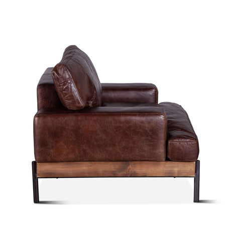 Portofino Industrial 41" Accent Chair in Geisha Brown Leather by Home Trends & Design at Eve Furniture