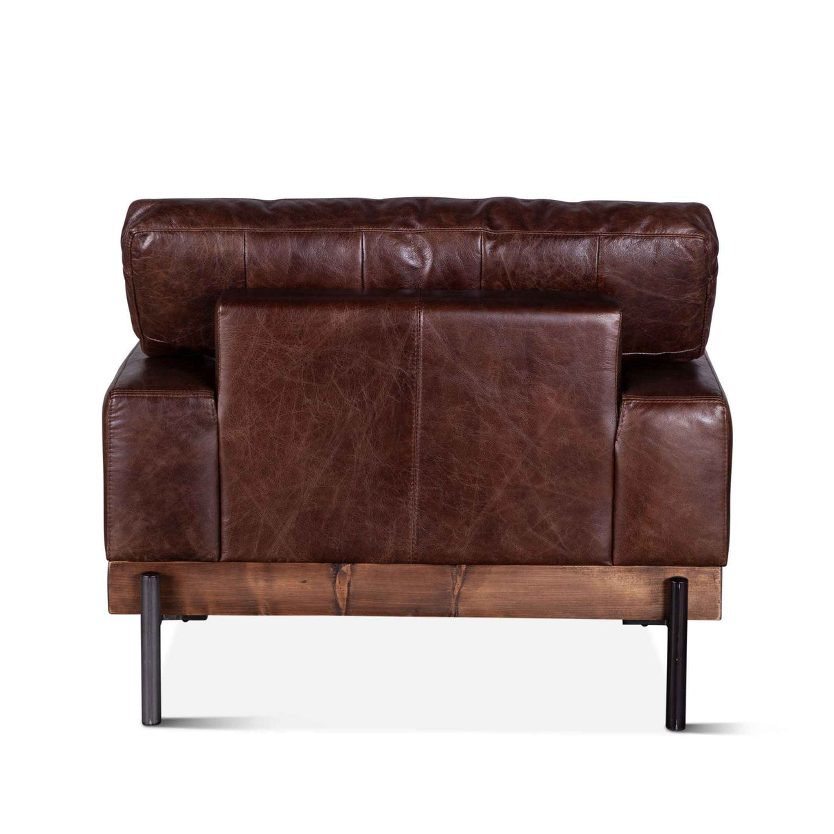 Portofino Industrial 41" Accent Chair in Geisha Brown Leather by Home Trends & Design at Eve Furniture