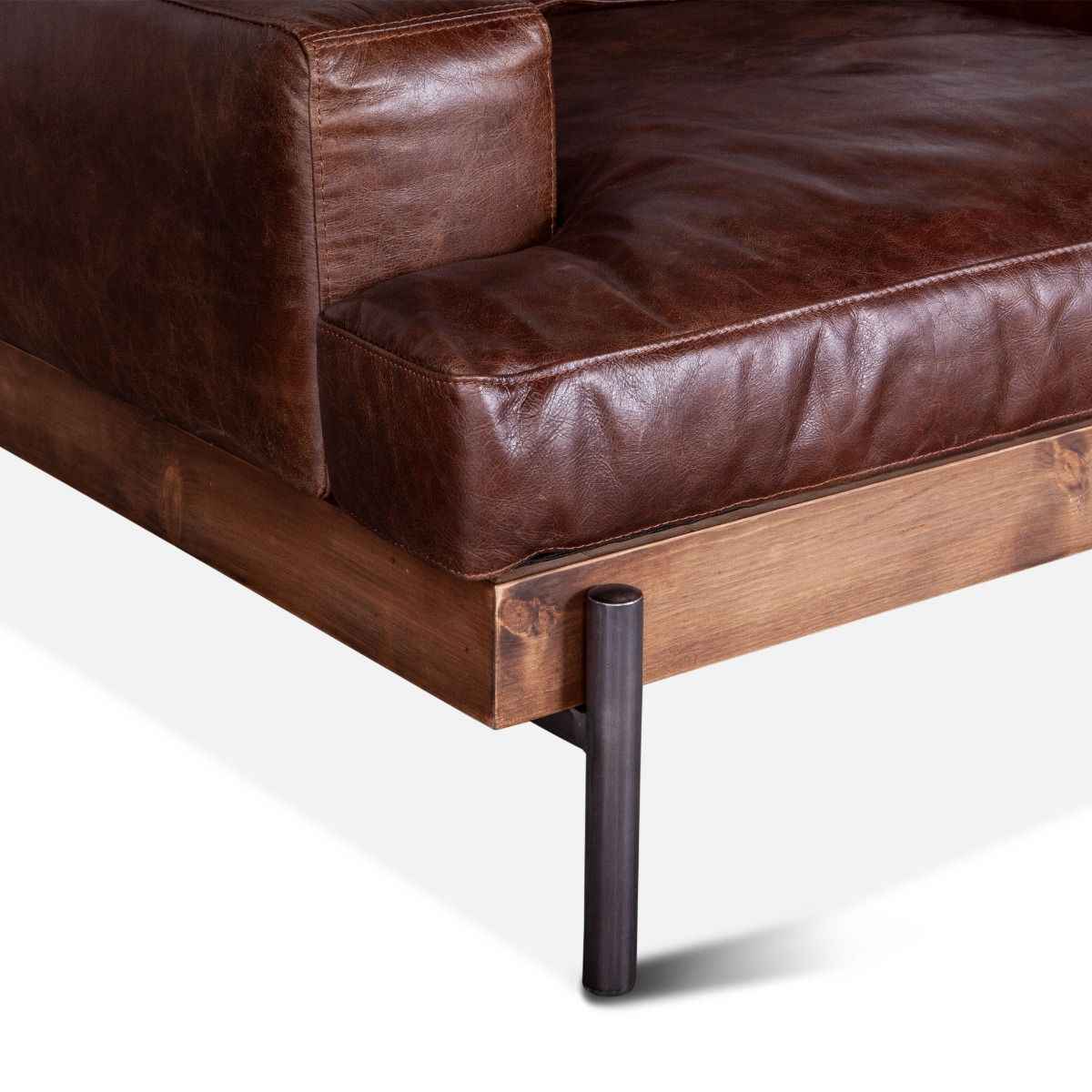Portofino Industrial 41" Accent Chair in Geisha Brown Leather by Home Trends & Design at Eve Furniture