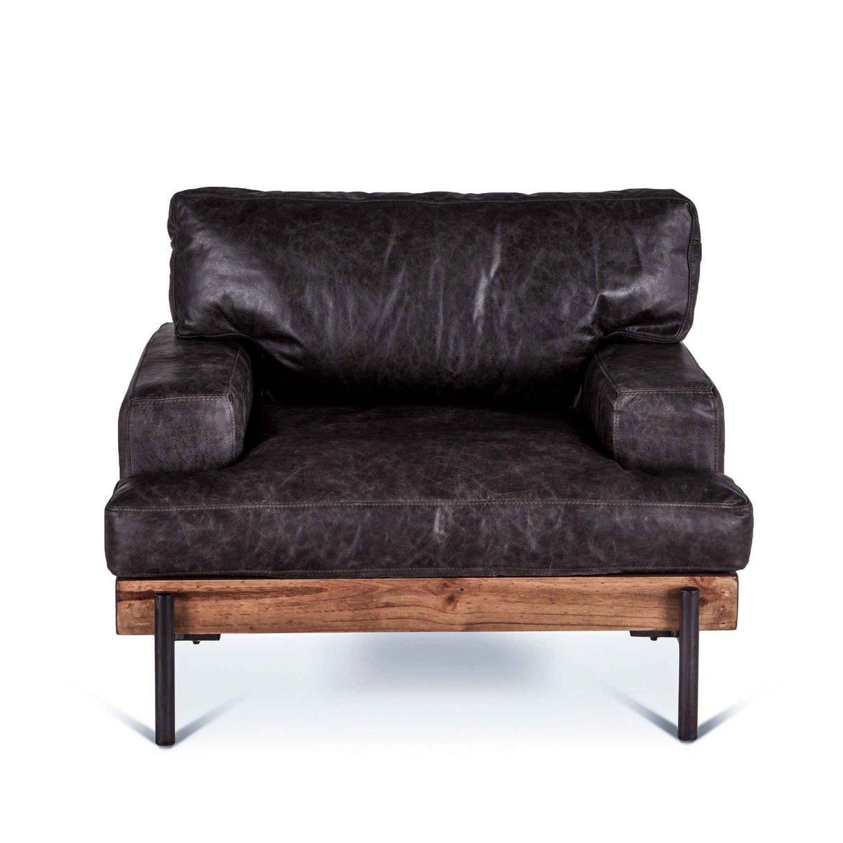 Portofino Industrial 41" Accent Chair in Morocco Black Leather by Home Trends & Design at Eve Furniture
